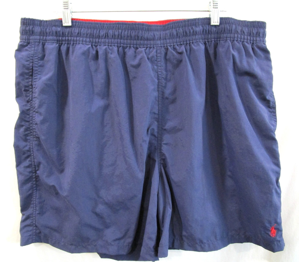 Polo Ralph Lauren Navy Blue Lined Nylon Swim Trunks Shorts Men Sz 1X Big